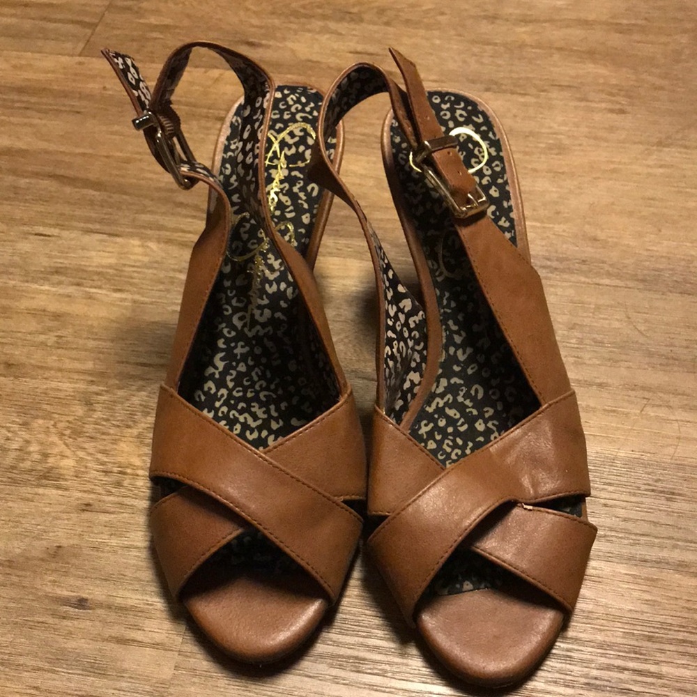 Wedge open toe heels